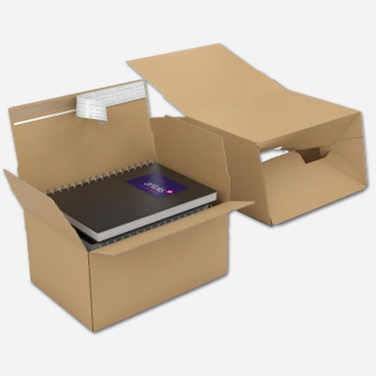 Verzenddozen met autolockbodem en sluitstrip