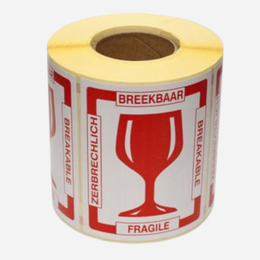 Etiket BREEKBAAR glas in 4 talen
